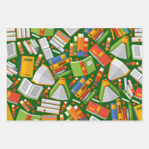 Book pattern wrapping paper sheets