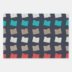 Book pattern wrapping paper sheets