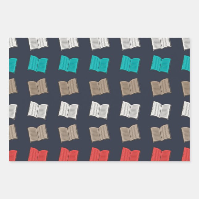 Book pattern wrapping paper sheets (Front)