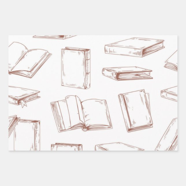 Book pattern wrapping paper sheets (Front)