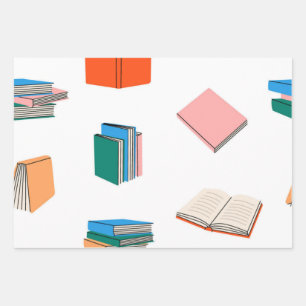 Book pattern wrapping paper sheets
