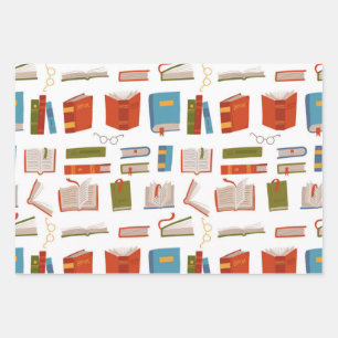 Book pattern wrapping paper sheets