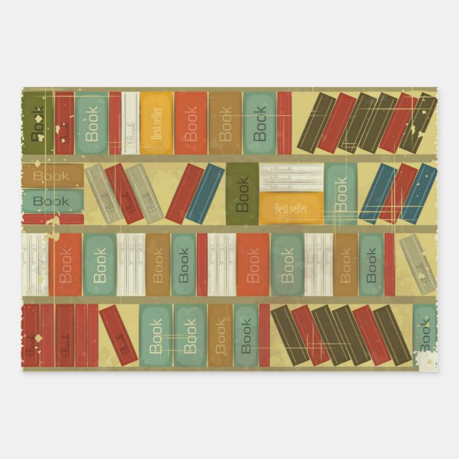 Book pattern wrapping paper sheets (Front)