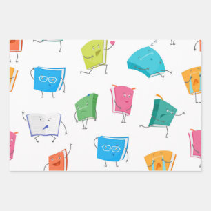 Book pattern wrapping paper sheets