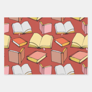 Book pattern wrapping paper sheets