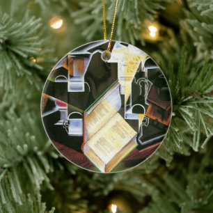 Book, Pipe and Glasses, Juan Gris, Vintage Cubism Ceramic Ornament