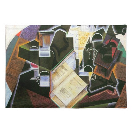 Book Pipe and Glasses Juan Gris Vintage Cubism Cloth Placemat