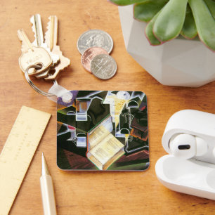 Book, Pipe and Glasses, Juan Gris, Vintage Cubism Keychain