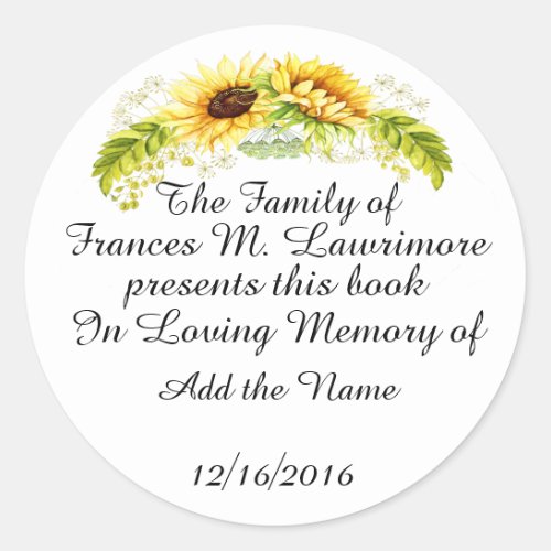 Book Plate In Memoriam Sticker