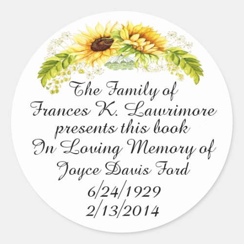 Book Plate In Memoriam Sticker