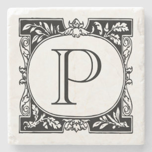 Book plate Monogram Stone Coaster