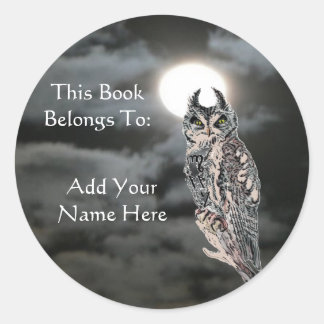 Book Plate-Wiccan Owl Classic Round Sticker