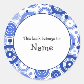 Book Plate With Blue Retro Design by karanta at Zazzle