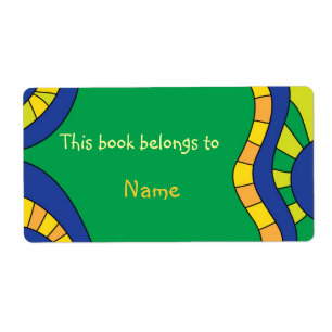 Book plate with colorful modern abstract shapes