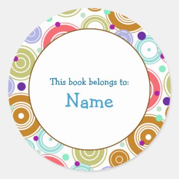 Book Plate With Colorful Retro Design by karanta at Zazzle