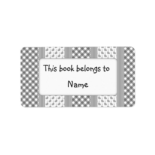 Book plate with different modern grey pattern (Front)