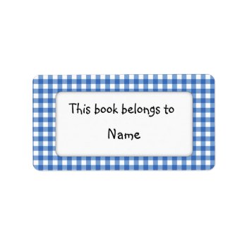 Book Plate With Modern Blue Plaid Pattern by karanta at Zazzle