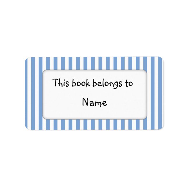 Book plate with modern blue stripes (Front)