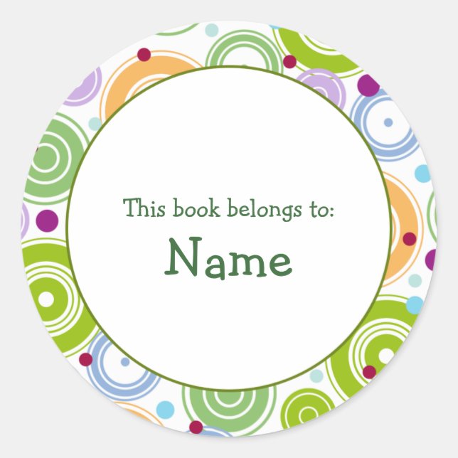 Book plate with retro design - customizable (Front)