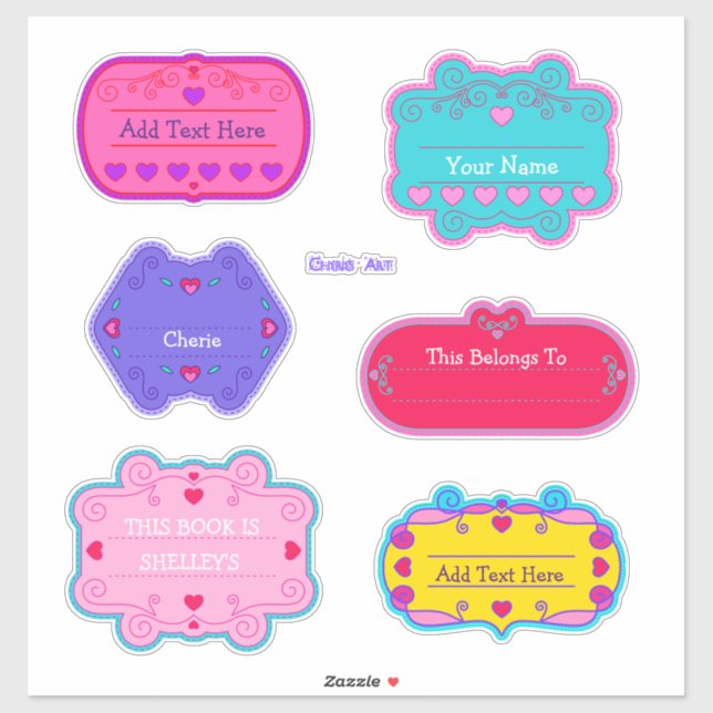 Book Plates Valentine's Day Labels  (Sheet)