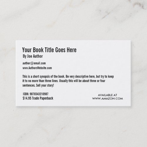 Book Promotion Business Card Template