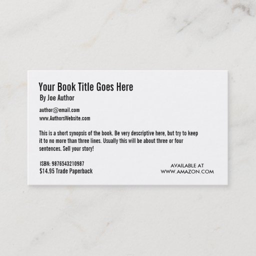 Customizable Book Promotion Business Card Template