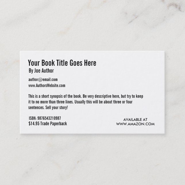 Book Promotion Business Card Template (Front)