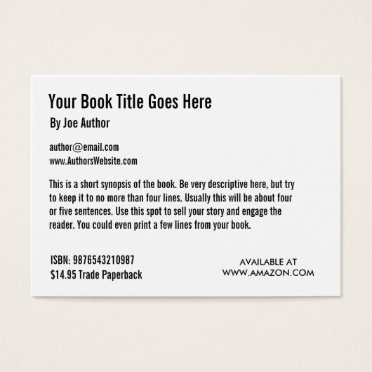 Book Promotion Trading Card Template (Front)