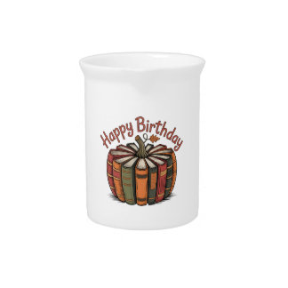 Book Pumpkin Happy Birthday Beverage Pitcher