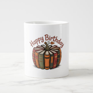 Book Pumpkin Happy Birthday Giant Coffee Mug