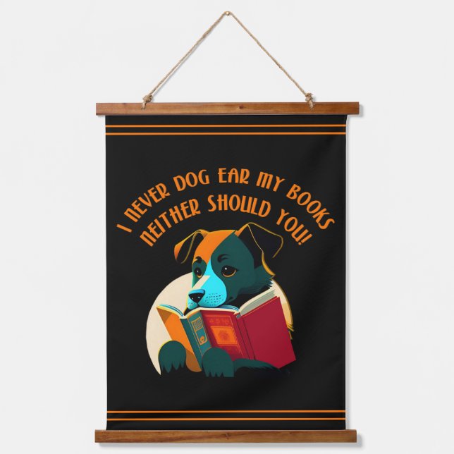 Book Puppy Dog Ear Humor Hanging Tapestry (Front)