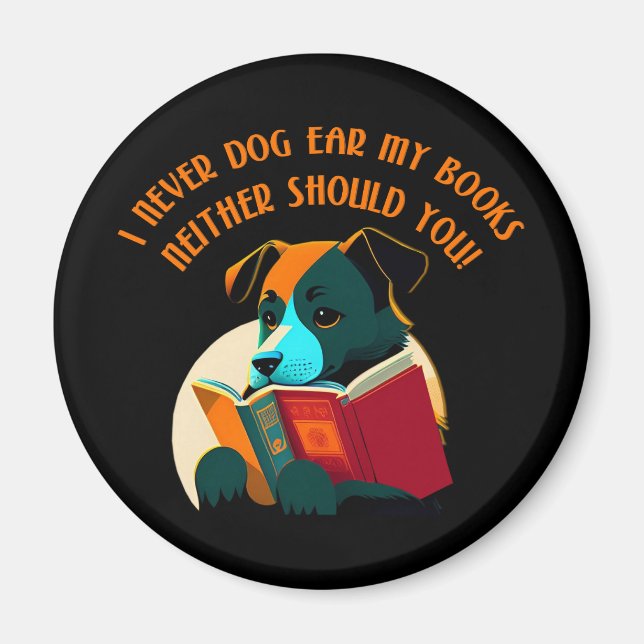 Book Puppy Dog Ear Humor Magnet (Front)