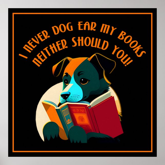 Book Puppy Dog Ear Humor Poster (Front)
