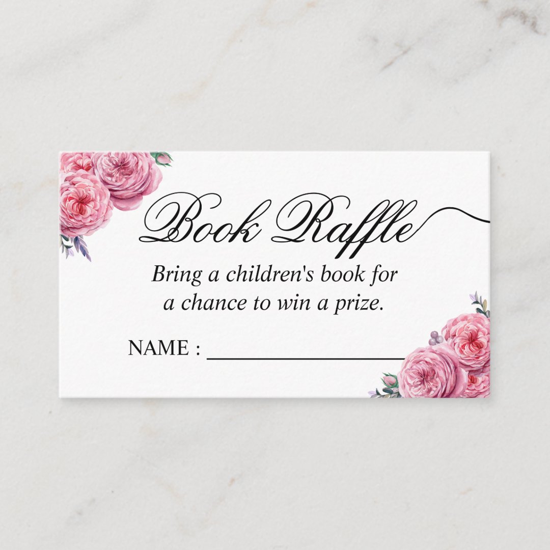 Book Raffle Floral Baby Shower Book Request Enclosure Card Zazzle