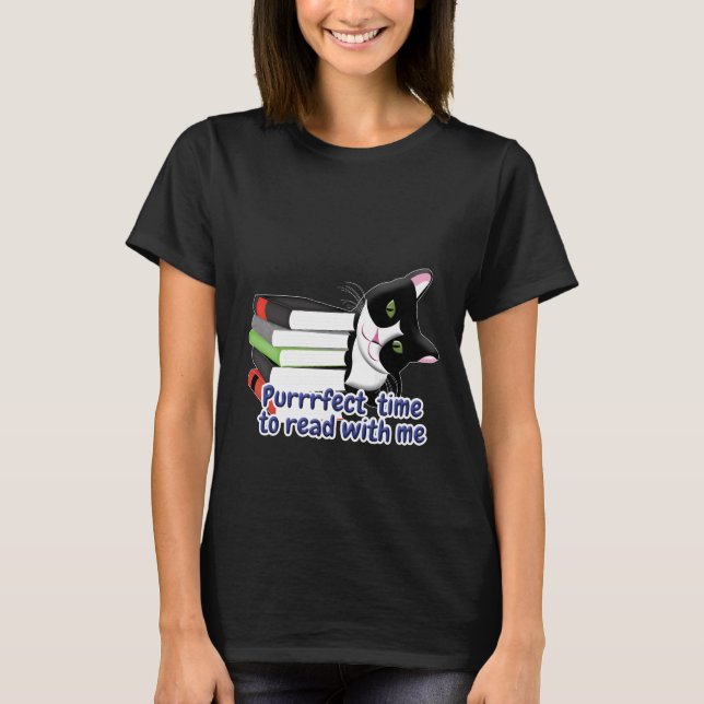 Book Reader Cat T-Shirt (Front)