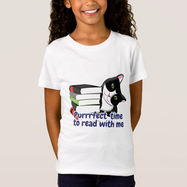 Book Reader Cat T-Shirt (Front)