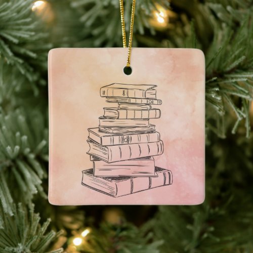 Book Reader Color Bookshelf Library Teacher Ceramic Ornament