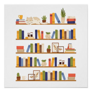 Book Reader Color Bookshelf Library Teacher Poster