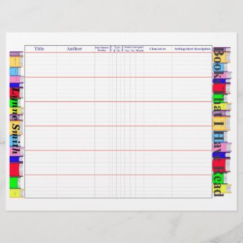 Book Reader Log Page  Personalize by Lynnes_creations at Zazzle