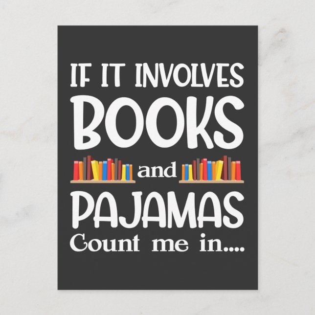 Book Reader Pajamas Bookworm Funny Reading Postcard (Front)