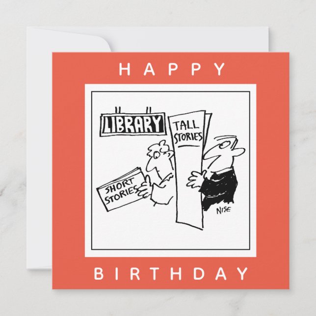 Book Readers at a Library Cartoon. Book Lover Card (Front)