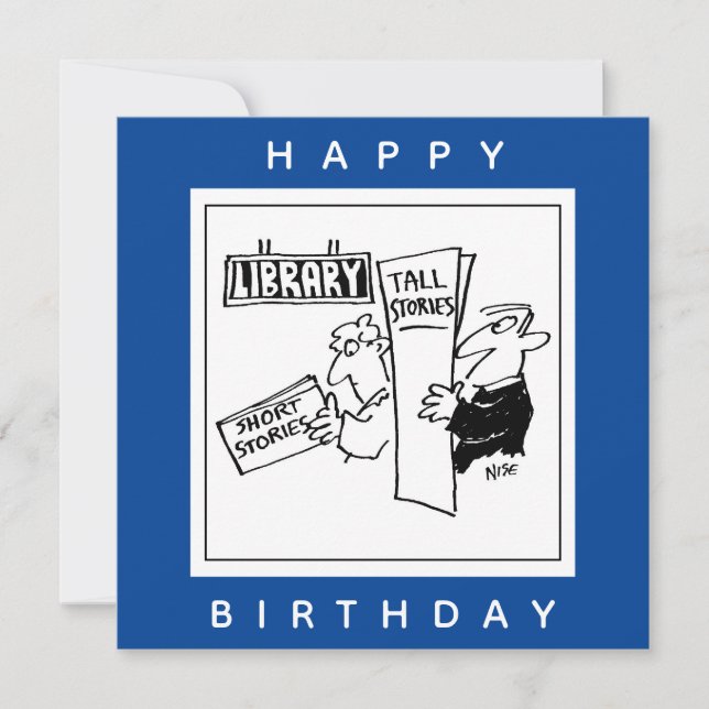 Book Readers at a Library Cartoon Card (Front)