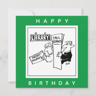 Book Readers at a Library Cartoon Card