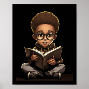 Book Reading Afro African American Reader Bookworm Poster