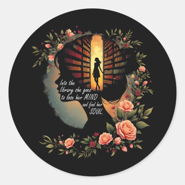Book Reading Bookworm Book Lover Women Girls Libra Classic Round Sticker (Front)