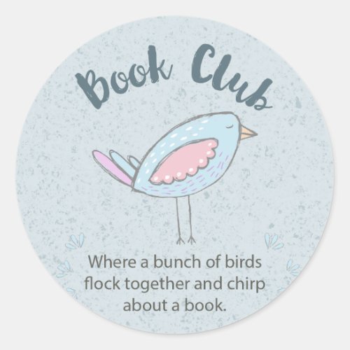 Book Reading Club Funny Modern Birds Classic Round Sticker