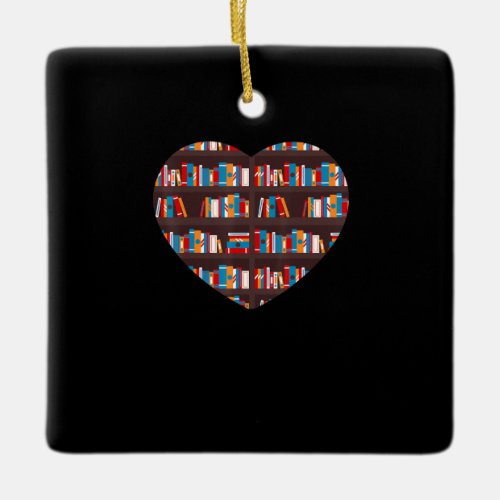 book  reading club librarian library love heart ceramic ornament