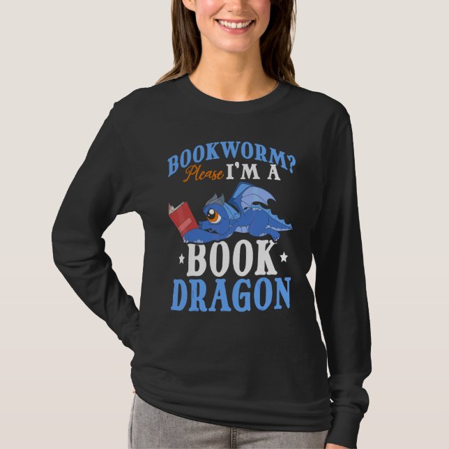 Book  Reading Fantasy Creature Cute Book Dragon T-Shirt (Front)