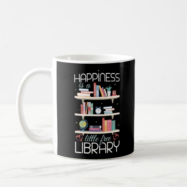 Book Reading Happiness Is A Little Free Library Coffee Mug (Left)