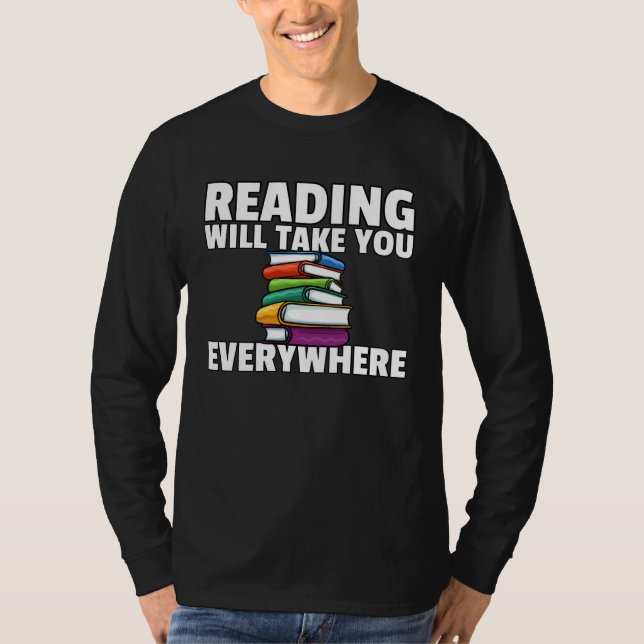 Book Reading Librarian Bookworm Teacher T-Shirt (Front)